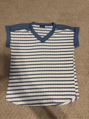 HEIMISH USA Blue and White Striped V‑Neck Tank Top